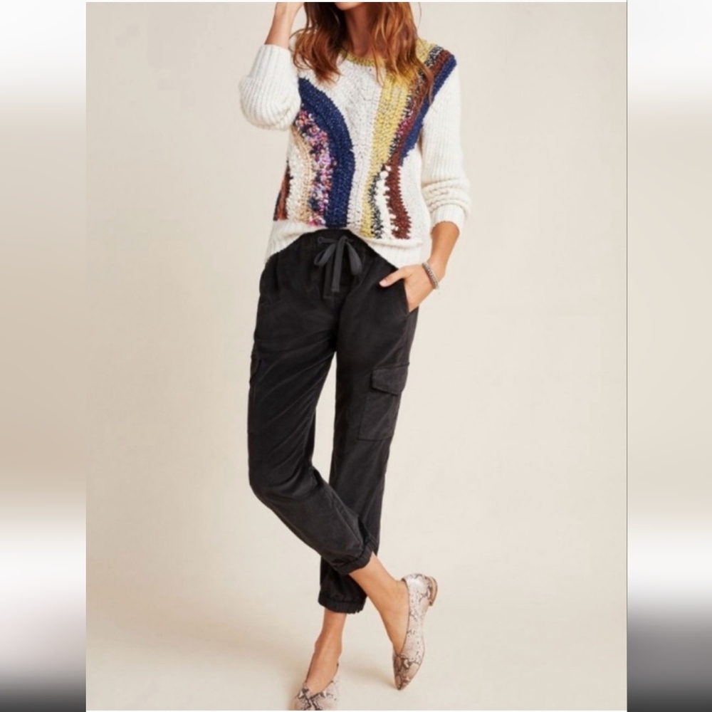 Corduroy Black Semi High Rise Joggers | Anthropologie